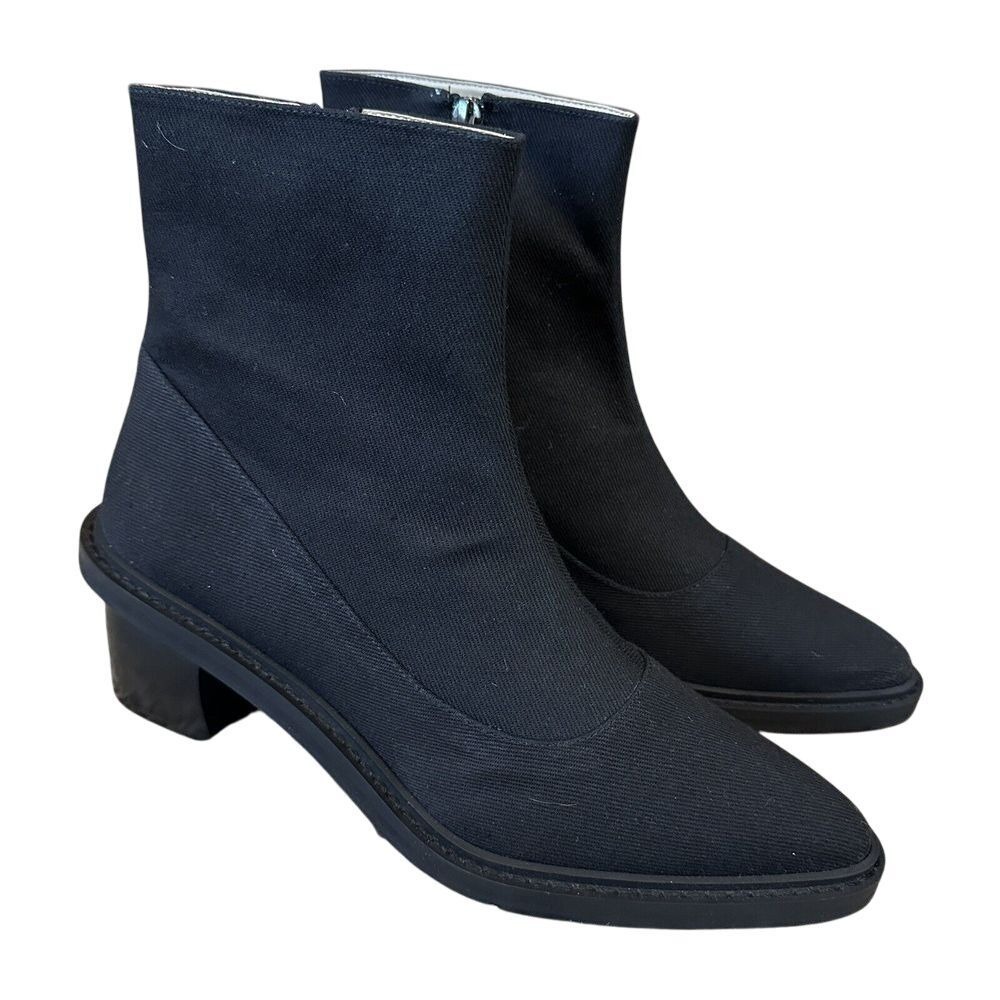 Zoey Simone Black Block Heel Knit Ankle Boots Booties Size 40 US 9-9.5